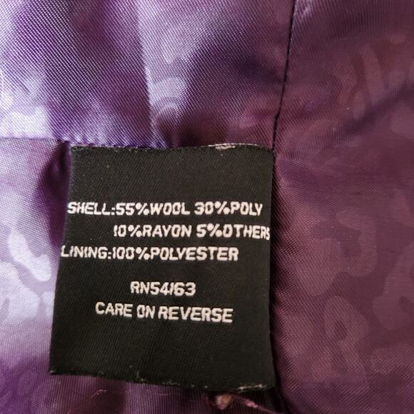 Guess Wool Blend Double Breasted Pea Coat Deep Purple Size Medium - Picture 16 of 16